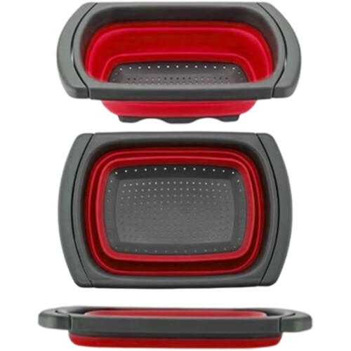 (Red, -) 6 quart Collapsible Colander with Extendable Handles blue