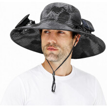 (Dual Fan-darkgray Ink, -) Chapeau ventilateur solaire, 3 vitesses