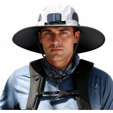 (Single Fan-light Gray, -) Chapeau ventilateur solaire, 3 vitesses