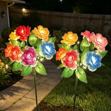 (Rainbow 2pcs, -) 2026 Multi-Color Changing Solar Landscape Lights, Outdoor
