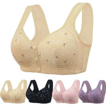 (Beige, 5X-Large) Podprsenka 2026 s předním patentním uzávěrem pro seniory, bez kostic, Comfort Daisy