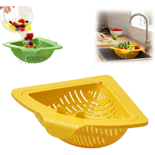 (Orange, -) Magnetic Corner Sink Strainer, Triangular Drain Basket green