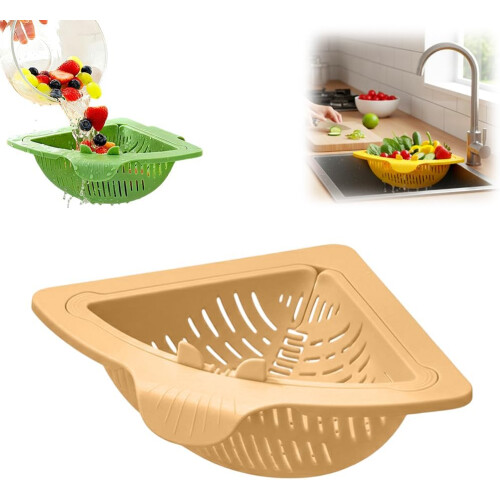 (White, -) Magnetic Corner Sink Strainer, Triangular Drain Basket green