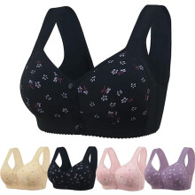 (Black, 3X-Large) Podprsenka 2026 s předním patentním uzávěrem pro seniory, bez kostic, Comfort Daisy