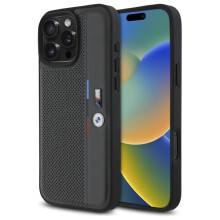 Coque rigide BMW anthracite tricolore pour iPhone 16 Pro