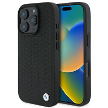 Coque iPhone 16 Pro Max BMW MagSafe avec logo diamant en métal noir