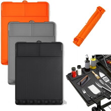 (Gray*Black*Orange, -) Silicone BBQ Side Shelf Mat, Non-Stick Grill Tool Organizer