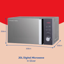 Russell Hobbs RHM2076SAZ 20 Litre 800 W Silver Digital Solo Microwave with