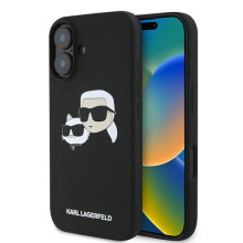 Silikonski ovitek Karl Lagerfeld MagSafe črne barve za iPhone 16 Plus