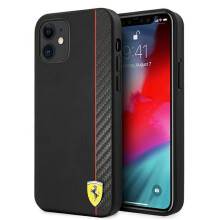 Ferrari FESAXHCP12SBK iPhone 12 mini5,4 sort/sort hårdt cover On Track Carbon Stripe