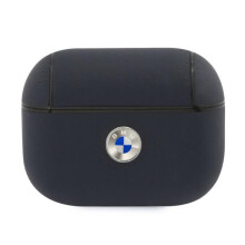 BMW AirPods Pro-etui, ægte læder, sølvlogo, marineblå