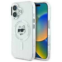 Ovitek Karl Lagerfeld za iPhone 16 Plus, MagSafe, bel