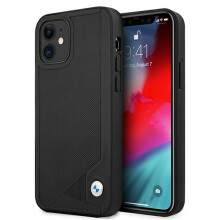Usnjen ovitek BMW Hardcase za iPhone 12 mini, črne barve