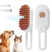 (White, -) 2025 3 In 1 Steam Pet Brush, Hair Removal Comb for Cats Dogs