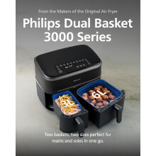 Philips Airfryer 3000 Series Dual Basket  2 Drawer Air Fryer 3L  6L Capacit