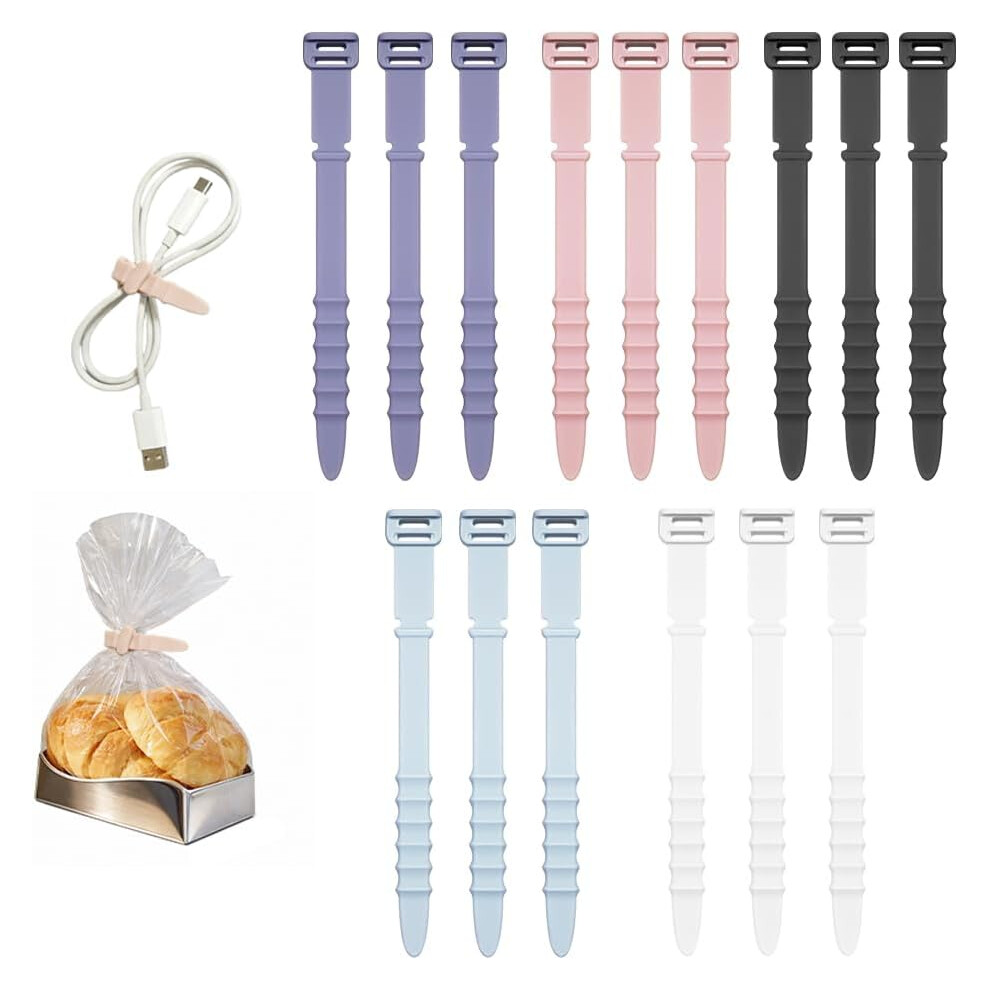 (15 Pcs, -) 15 Pcs Data Cable Organizer, Silicone Cord Management Ties 5437706616658