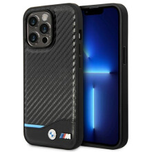 iPhone 14 Pro BMW Læderetui i Kulstofsort