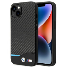 BMW Læderetui til iPhone 14 Plus Kulstofsort