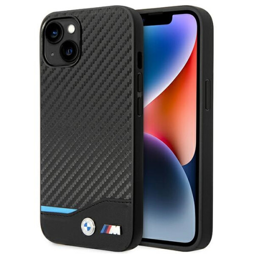 BMW BMW Læderetui til iPhone 14 Plus Kulstofsort