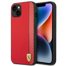 Funda rígida Ferrari para iPhone 14 Plus, color rojo carbono.