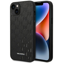 Custodia per iPhone 14 Plus Karl Lagerfeld Saffiano Mono Metal Logo Nera