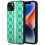 Coque iPhone 14 Plus Karl Lagerfeld à rayures monogrammées vertes 1