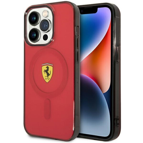 Ferrari iPhone 14 Pro Max Ferrari MagSafe Transparente Rote Hülle