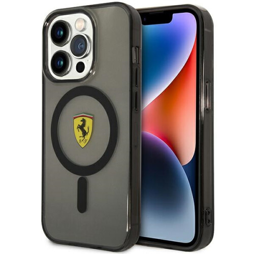 Ferrari Custodia MagSafe Ferrari per iPhone 14 Pro Max, trasparente, nera