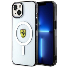 Funda transparente MagSafe con diseño del contorno de Ferrari para iPhone 14 Plus