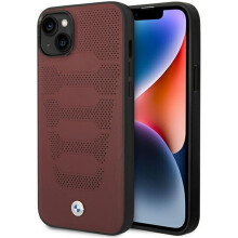 Custodia per iPhone 14 con motivo sedili in pelle BMW color bordeaux