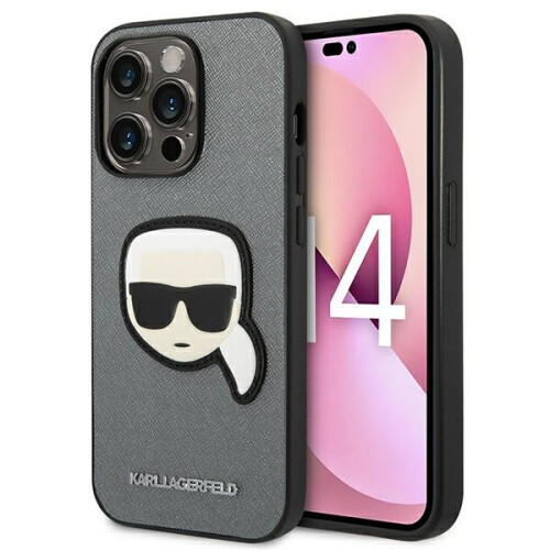 Funda Karl Lagerfeld Saffiano Silver para iPhone 14 Pro Max