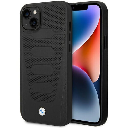 BMW iPhone 14 Hülle mit BMW-Ledersitzmuster, schwarz