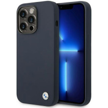 Custodia MagSafe in silicone BMW per iPhone 14 Pro Max, colore blu navy