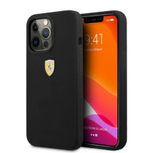 Funda de silicona Ferrari MagSafe para iPhone 13 Pro, color negro.