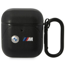 Custodia per AirPods 1 BMW in pelle con linee curve, colore nero.
