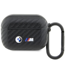 Custodia per AirPods Pro nera con logo BMW in metallo di carbonio