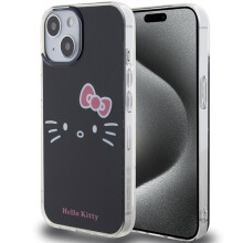 iPhone 15 Hello Kitty keménytok IML Kitty arc fekete