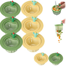 (6mix, -) Cactus Sink Strainer Basket, Press Dump Waste Collector 4yellow