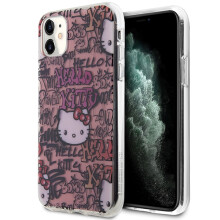 iPhone 11 Hello Kitty keménytok rózsaszín graffiti mintával
