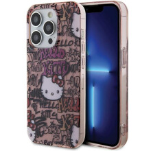 iPhone 15 Pro Hello Kitty graffiti rózsaszín tok
