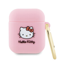 AirPods 1 tok Hello Kitty 3D cicafejjel, szilikon, rózsaszín