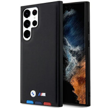 Custodia in pelle BMW nera per Samsung Galaxy S23 Ultra.