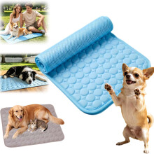 (blue, X-Large) 2026 Eisseide Hunde Kühlmatte, Druckaktiviert, Waschbar, Tragbar, Rosa, X-Large, Haustier, Sommer, Schlafmatte