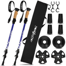 Bastones de trekking, bastones nórdicos ajustables - azules