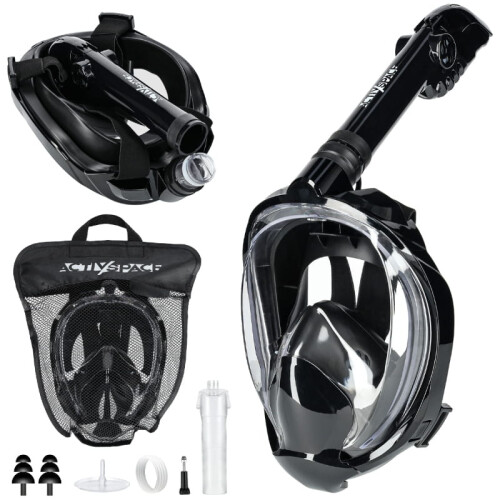 Maschera subacquea integrale antiappannamento - S/M - nera M03