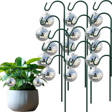 (15pcs 2cm, -) 2026 Mini Disco Ball Garden Stakes, 10pcs Silver Glitter