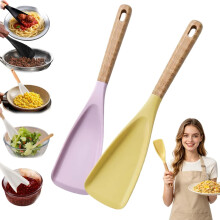 (2pcs b, -) 2026 Multifunktionale Silikon Spatel, Holzgriff, 3-in-1, Rühren, Schöpfen, Servieren, C, 4 Stück, Küchenhelfer
