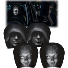(set a, -) 4 Pcs Ghost Face Car Headrest Covers, Funny Spooky Protector Set a
