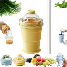 (Orange, -) 2026 2-in-1 Faltbare Eisbecherform, Mix, 4 Stück, Silikon, Strohhalm, Deckel, Reise, Whiskey, Cocktail, Eis