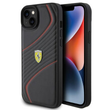 Funda para iPhone 15 Plus Ferrari Twist Metal Logo Negra